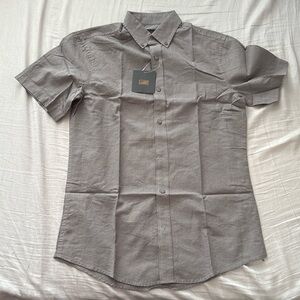 Short Sleeve Gray Button Down Shirt